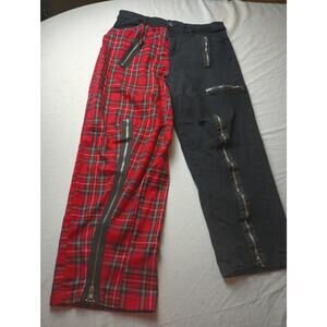 Dolls Kill Lost Queen Two Tone Plaid Pants Women Size Large Witchy Punk Goth